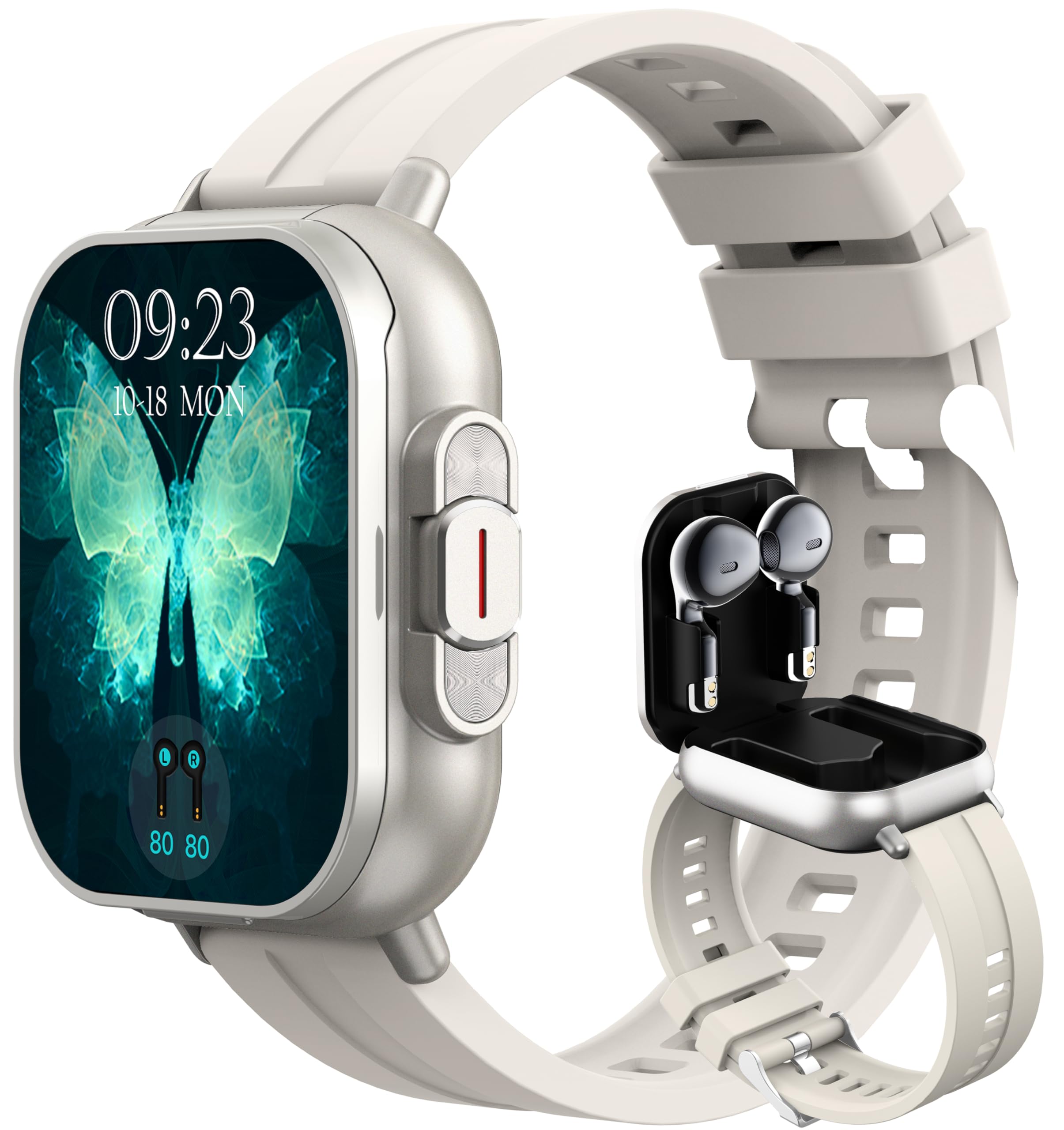 findtime Smart Watch with Earbuds, Make/Answer Calls Bluetooth Earphones, Fitness Tracker Heart Rate Blood Pressure Monitor Sleep Tracker, Pedometer Step Calories Counter Smartwatches for iOS Android