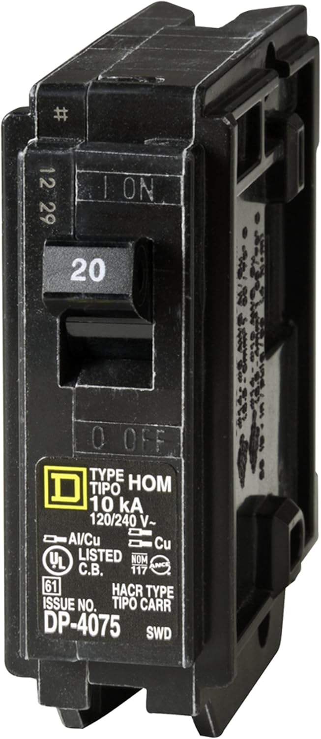 Square D by Schneider Electric HOM120CP Homeline 20 Amp Single-Pole Circuit Breaker - - 