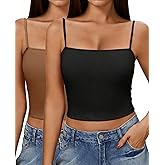 Ekouaer Women's Ribbed Spaghetti Strap Camisole Tank Top 2 Pack