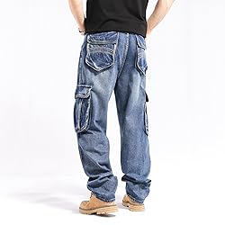 LUOBANIU Men's Baggy Jeans Hip Hop Loose fit 90s