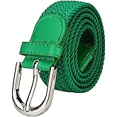 Falari Men Women Multicolored Elastic Stretch Braided Belt Canvas Fabric Woven No Holes Belt
