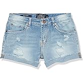 Lucky Brand Girls Cuffed Jean Shorts, Stretch Denim with 5 Pockets, Mid to High Rise Waist