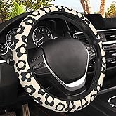 Vintage Groovy Flowers Steering Wheel Cover, Elastic Non-Slip Steering Wheel Protector,Auto Interior Decor for Women Girls,Universal 15" Fit for Sedans,Trucks