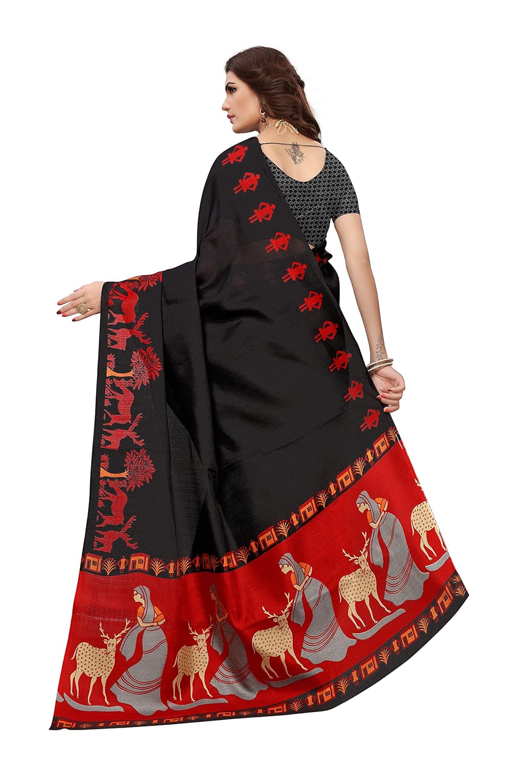 anni designer women's khadi mix fabric saree with blouse