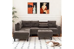 Trygoal L Shaped Couches for Living Room, Sectional Couch Living Room Furniture with Storage Ottoman, Modular Sectional Sofa with Movable Chaise for Apartment Office, Brown