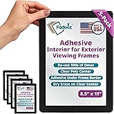Fodeez Letter-Size 8.5 x 11 Adhesive Interior for Exterior Viewing Frames - Reusable Sticker Holder Display for Windows & Doors, Paper Holder, Dry Erase, Non Acylic & Non Magnetic - Black, Pack of 5