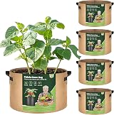 T4U 5-Pack 15 Gallon Fabric Grow Bags with Handles Heavy Duty Nonwoven