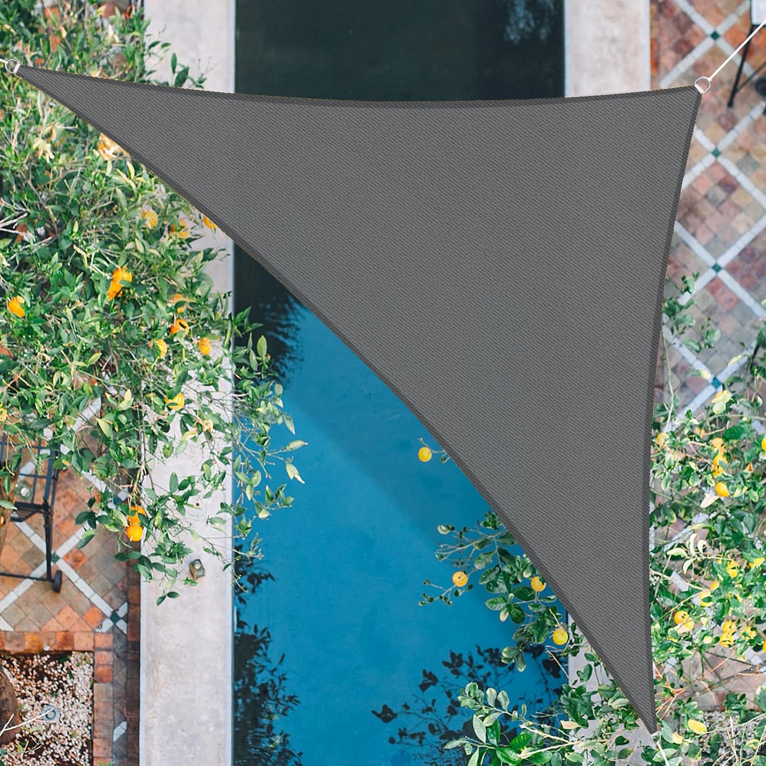 HENG FENG Sun Shade Sail Triangle 3x3x4.25m HDPE Canopy Awning Sunscreen with 95% UV Block for Outdoor Patio Garden Anthracite