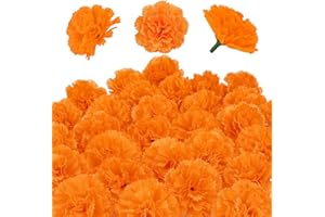 GOMALL 30 pcs Artificial Marigold Flowers,3.54" Silk Marigold Flower Heads,Orange Flowers Artificial For Decoration,Marigold Heads For Parties,Indian Wedding,Indian Theme,Diwali Home Decor DIY Wreath Garland