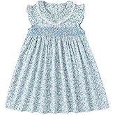 Simplee kids Baby Girls Casual Dress Toddler Smocking Dress Floral Print Sundress for Spring Summer 1-6 Years