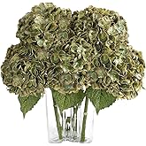 Coferset Olive Green Hydrangea Artificial Flowers 3pcs Lifelike Faux Hydrangea Real Touch Fake Flowers for Home Wedding Christmas Office Party Living Room Decoration,22inch