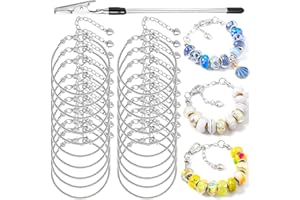 ZYEHXED 20 Pcs 7.87 Inch Snake Chain Charm Bracelets Adjustable Snake Charm Bracelet Chains with Bracelet Helper Heart Lobster Clasp Extender Chain DIY Bracelet Chain for Women Jewelry Making Supplies