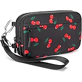 FODOKO Wristlet wallets for women Nylon Quilted Wallet with 4 Zippers,Travel Credit Card,Holder Cell Phone Organizer