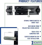 IRONTITE 2 Pack Tower Bolt Black 100mm Gate Bolt for Wooden Gates view 3