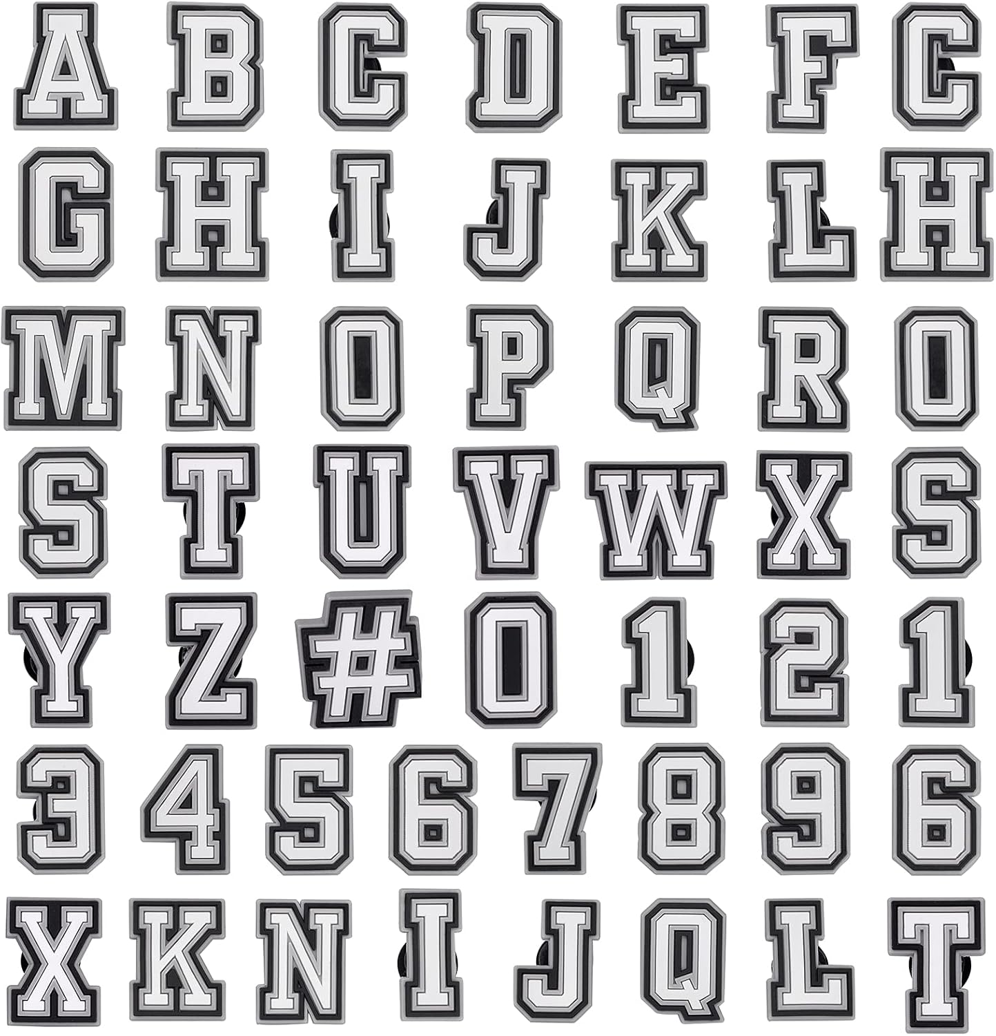 50 PCS Croc Jibbitz Letters & Numbers Shoe Charms For Kids and Women