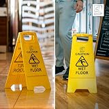 TDBS Pack of 2 Wet Floor Signs Yellow Heavy Duty Foldable view 2