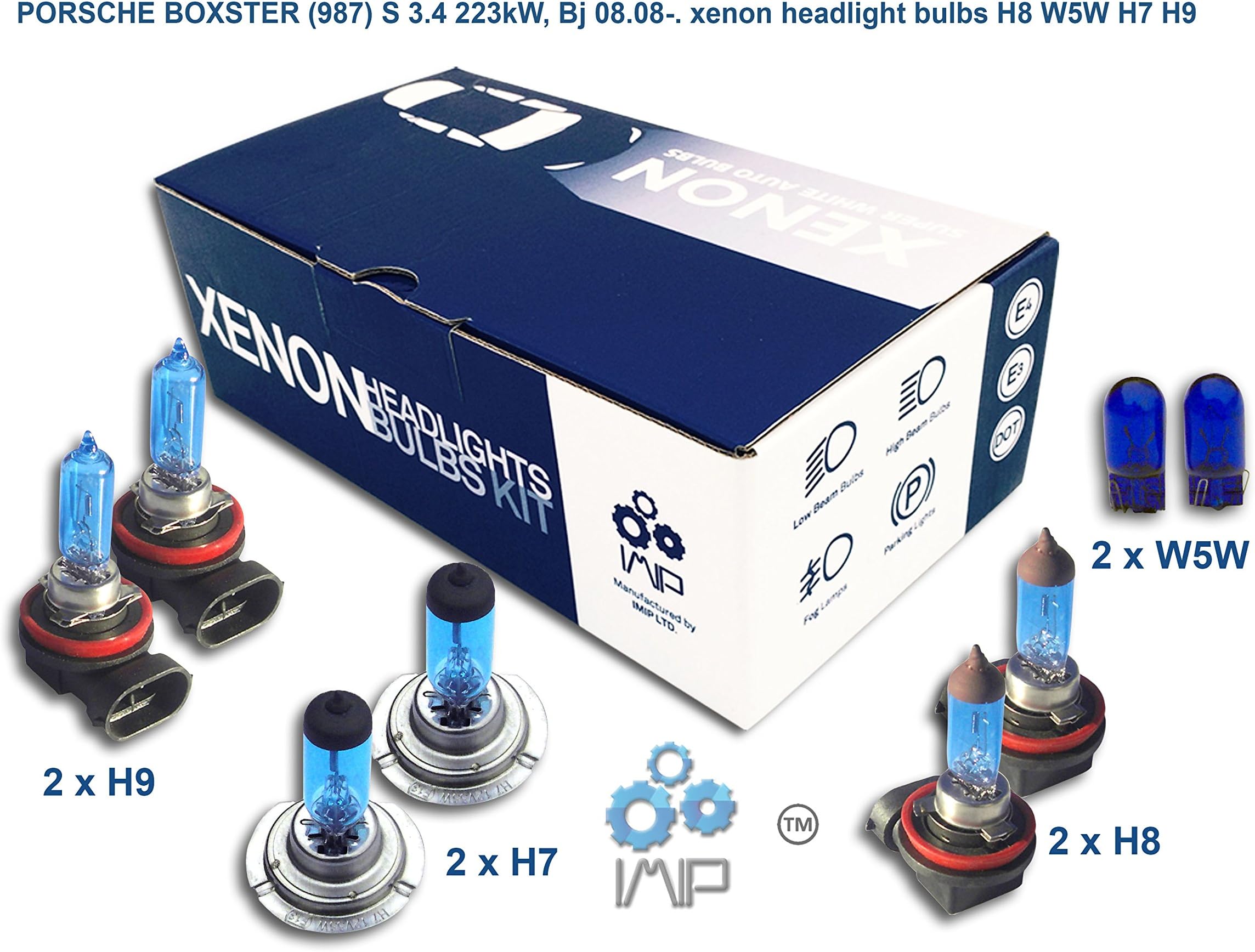 Genius Autoparts Bright Xenon Headlight Bulbs | Easy DIY Headlight Replacement Bulbs Kit, Pairs H8 H7 H9 | High and Low Beam Headlights | Fog Lights Plus Free Side Light Bulbs W5W,(Pack of 3+1)