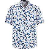 TIXMIE Men's Cotton Tropical Floral Short Sleeve Button Down Casual Hawaiian Shirt for Summer Beach Vacation Party