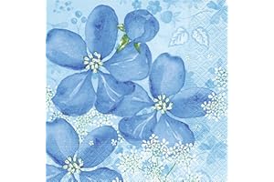 IHR Ideal Home Range Cocktail Napkins Disposable 3-Ply Paper Party Napkin Pack, 5" x 5", Tender Flowers, 20-Count