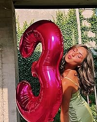 Hot Pink Number 3 Balloon 40 Inch, 3 Balloon