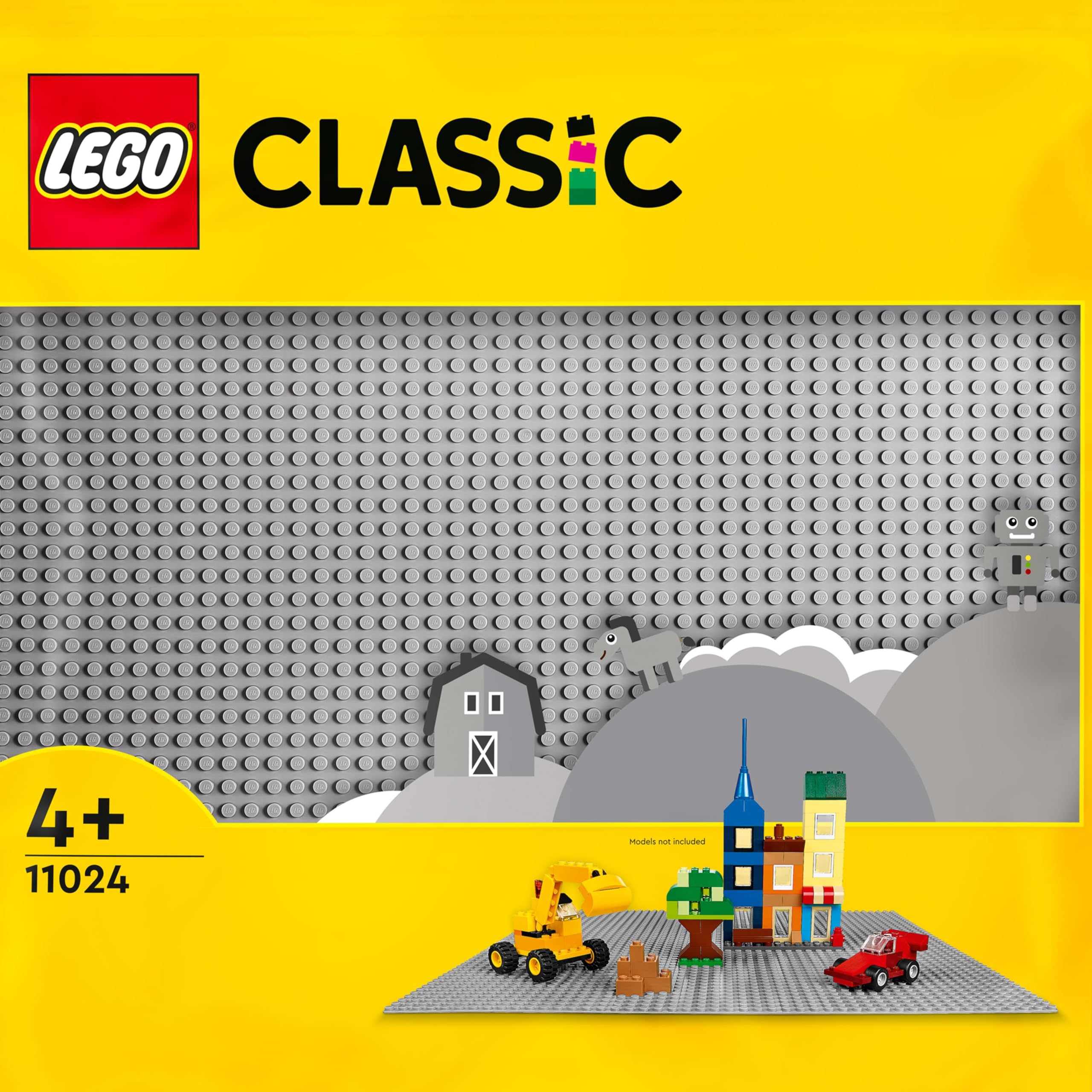 LEGO 11024 Classic Grey Baseplate, Construction Toy for Kids 48x48 Stud Building Base, Build and Display Board Set