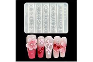 BHCCXZ 3D Bowtie Gel Nail Art Mold Arts Resin Rosette Molds for Accessories Supplies Bow Knot Silicone Tools Coquette Nails Style