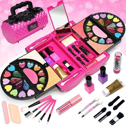 kids makeup sets for girls - 59 PCS make up set for girls Washable Make Up Starter Kit, Childrens Princess Pretend Play Games Toys Presents, Little Girl Birthday Gifts Set For Age 3-12 Year Old