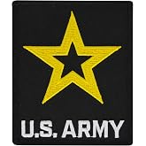United States Army Gold and White Star Embroidered Patch, 3.5 x 2.5 Inches with Iron-On Adhesive