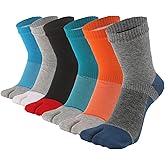 UBUMO Men's Tabi Socks Flip Flop Split Toe Crew Geta Cotton Pack of 6