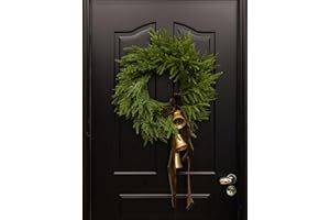 CLYCALOOR Christmas Wreath - 18 inch Artificial Norfolk Pine Wreath for Front Door - Green Pine Cypress Wreath for Indoor Outdoor Farmhouse Window Festival Wedding Decor Artificial Wreath for Thanksgiving