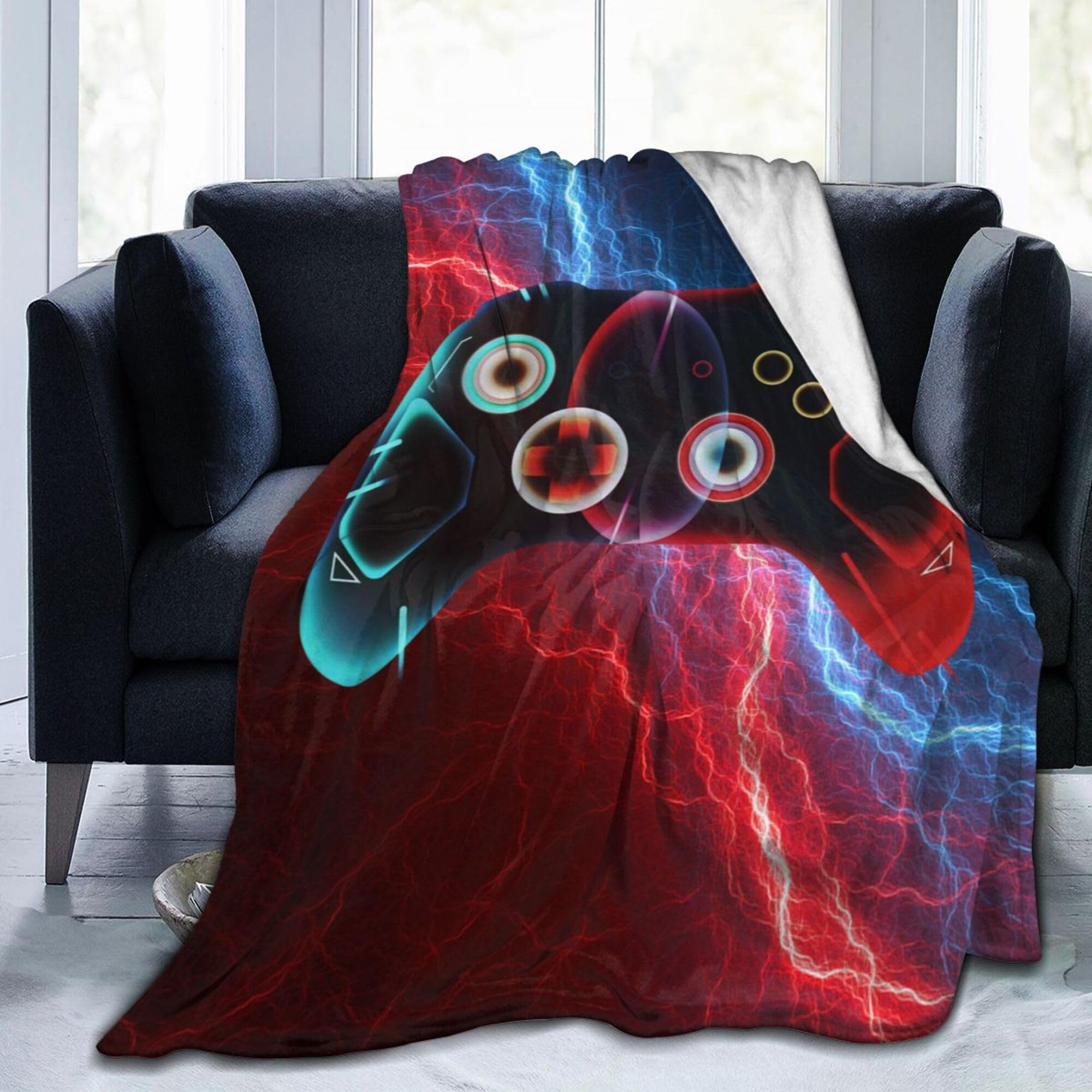 Abaysto Video Game Themed Blankets Soft Warm Game Bedding Gamer Gifts Game Room Decor for Boys Kids Adults Playstation Blanket Fleece Throw Blanket Suit for Couch Sofa Bed 100x130cm(40x50 Inch)