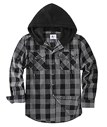 ZITY Men's Flannel Hoodie Shirts Casual Button Down