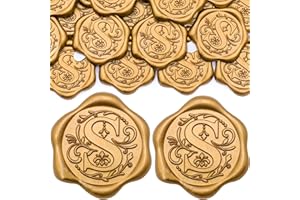 SWANGSA 50 Pack Letter S Wax Seal Stickers, Antique Gold Initial Alphabet Self-Adhesive Stickers for Wedding Party Invitation