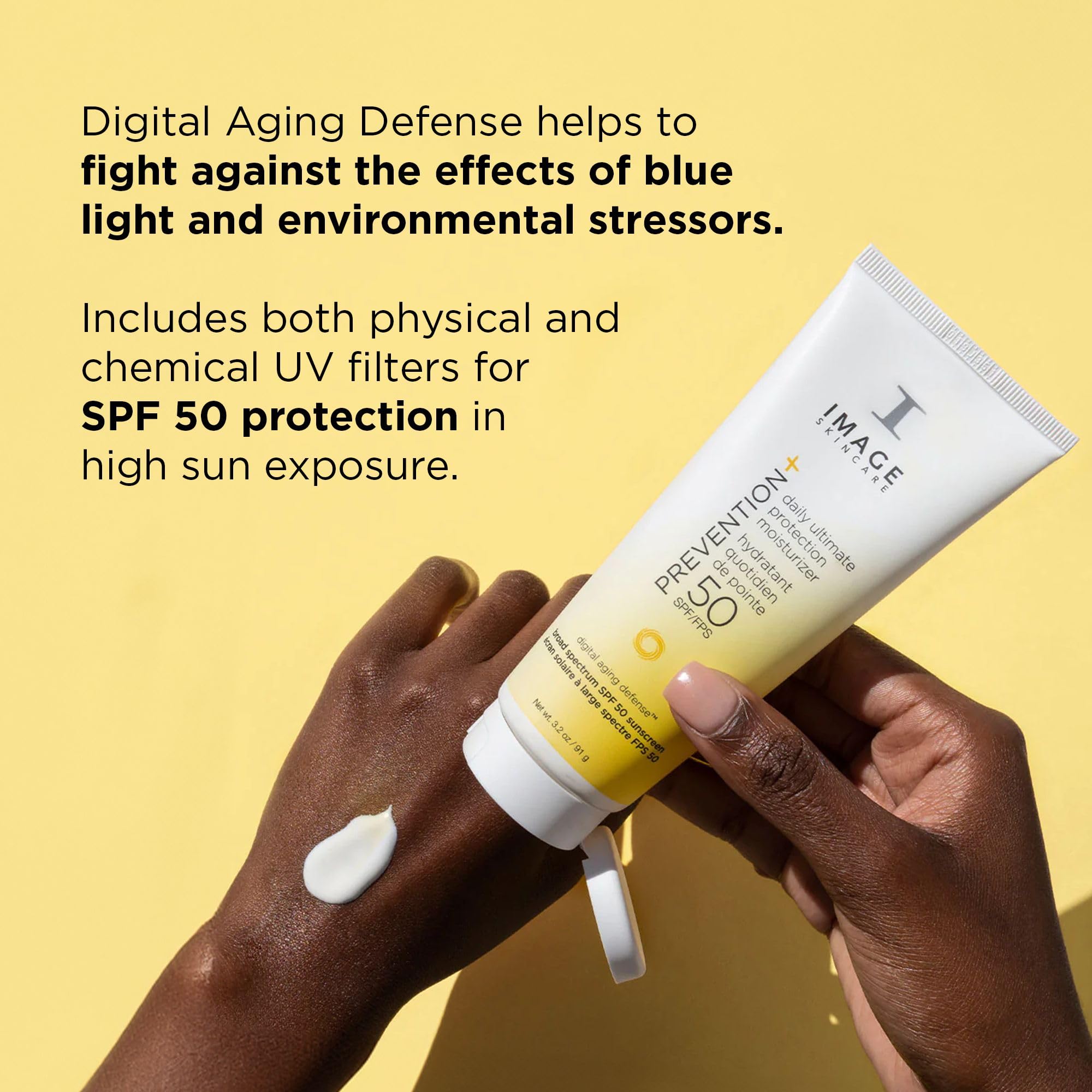 IMAGE Skincare PREVENTION+ Daily Ultimate Protection Moisturizer, SPF 50 Face Sunscreen Lotion, Zinc Oxide, Blendable with No White Cast, 3.2 oz