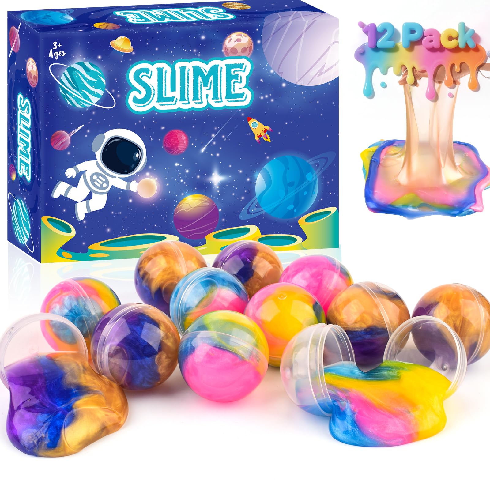 Photo 1 of 11 Pack Galaxy Slime Balls – Slime Party Favors, Non-Sticky, Soft Slime Kit for Classroom Prizes, Christmas Stocking Stuffers, Goodie Bag Stuffers,Easter Basket Stuffers for Kids