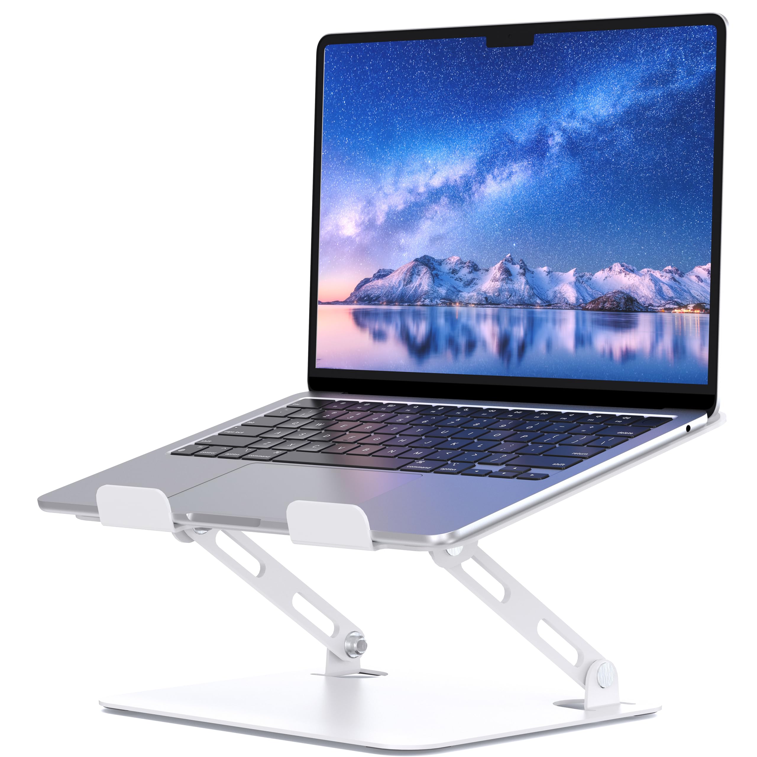 SOUNDANCE Adjustable Laptop Stand, Portable Laptop Riser, Ergonomic Design Computer Holder, Metal Laptop Mount Elevator Compatible with 10 to 15.6 Inches PC Computer, White