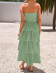 ZESICA Women‘s Summer Boho Strapless Maxi Dress