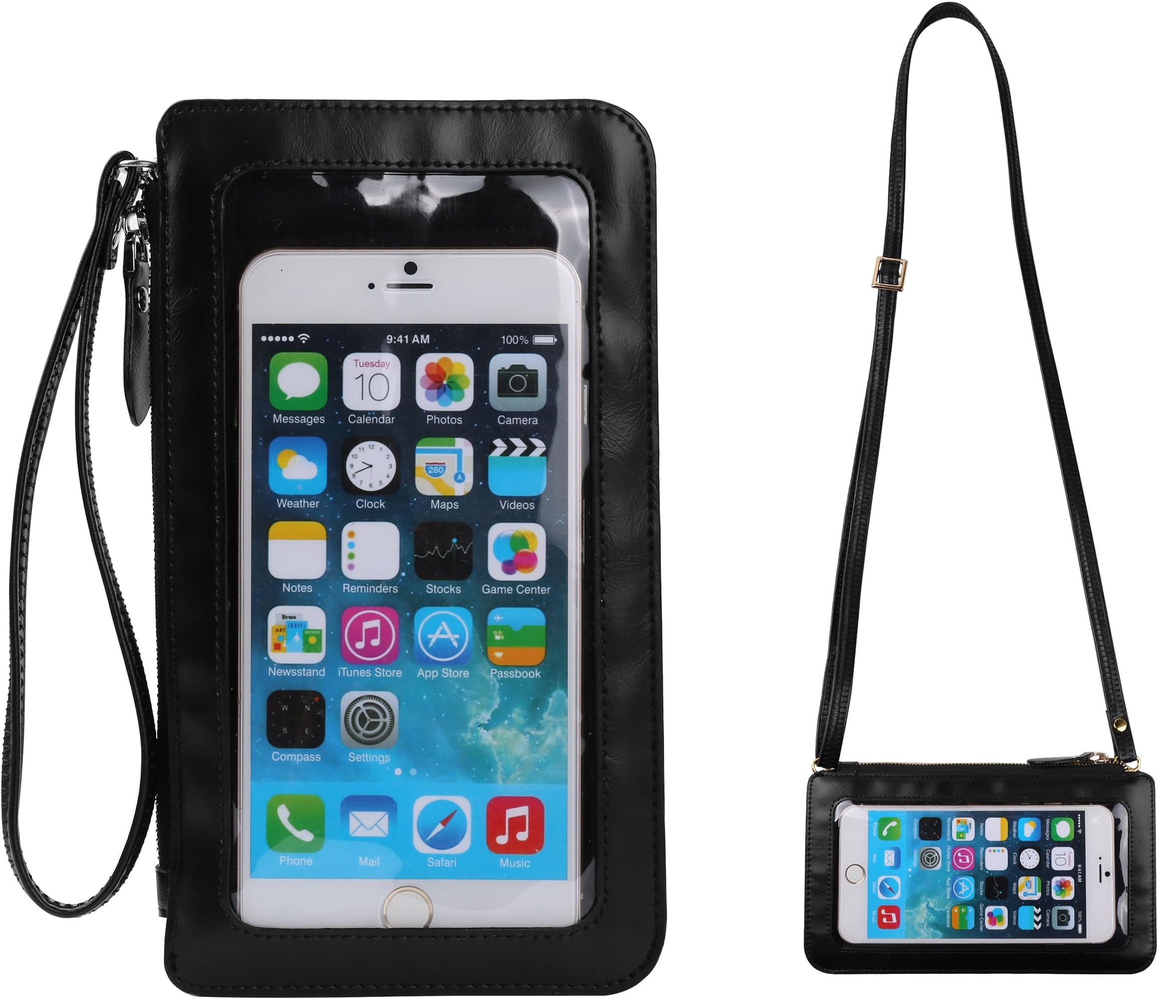 Cecety TMSmall Women Crossbody Clutch Purse Cell Phone Wristlet Wallet Case Bag w/Cash Pocket For iPhone 11 12 13 Pro Max 6 7 8 Plus