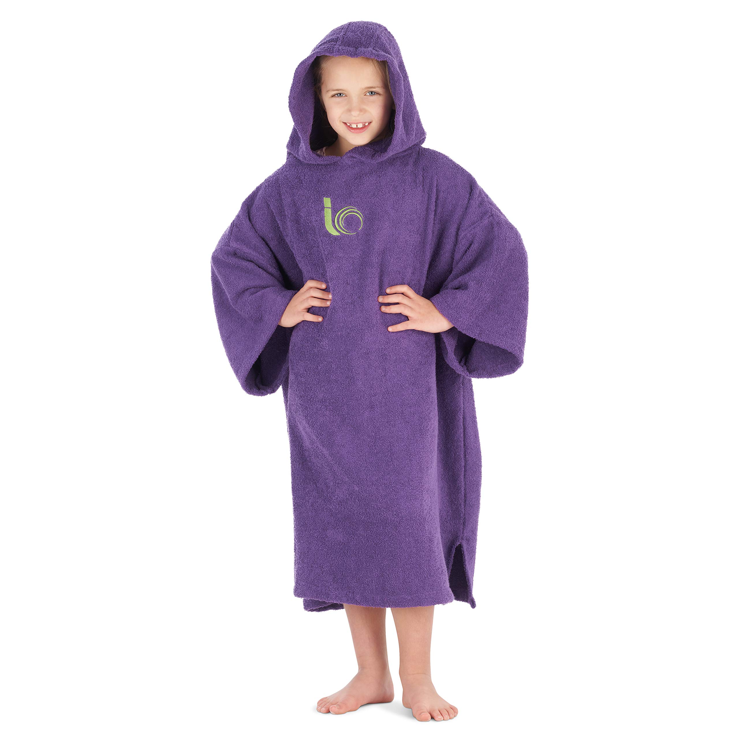 Intrepid Outdoors Changing Robe - Premium 100% Cotton Poncho For Beach, Surfing, Swimming, Triathlon, Indoors and Outdoor Activities - Child (Purple)