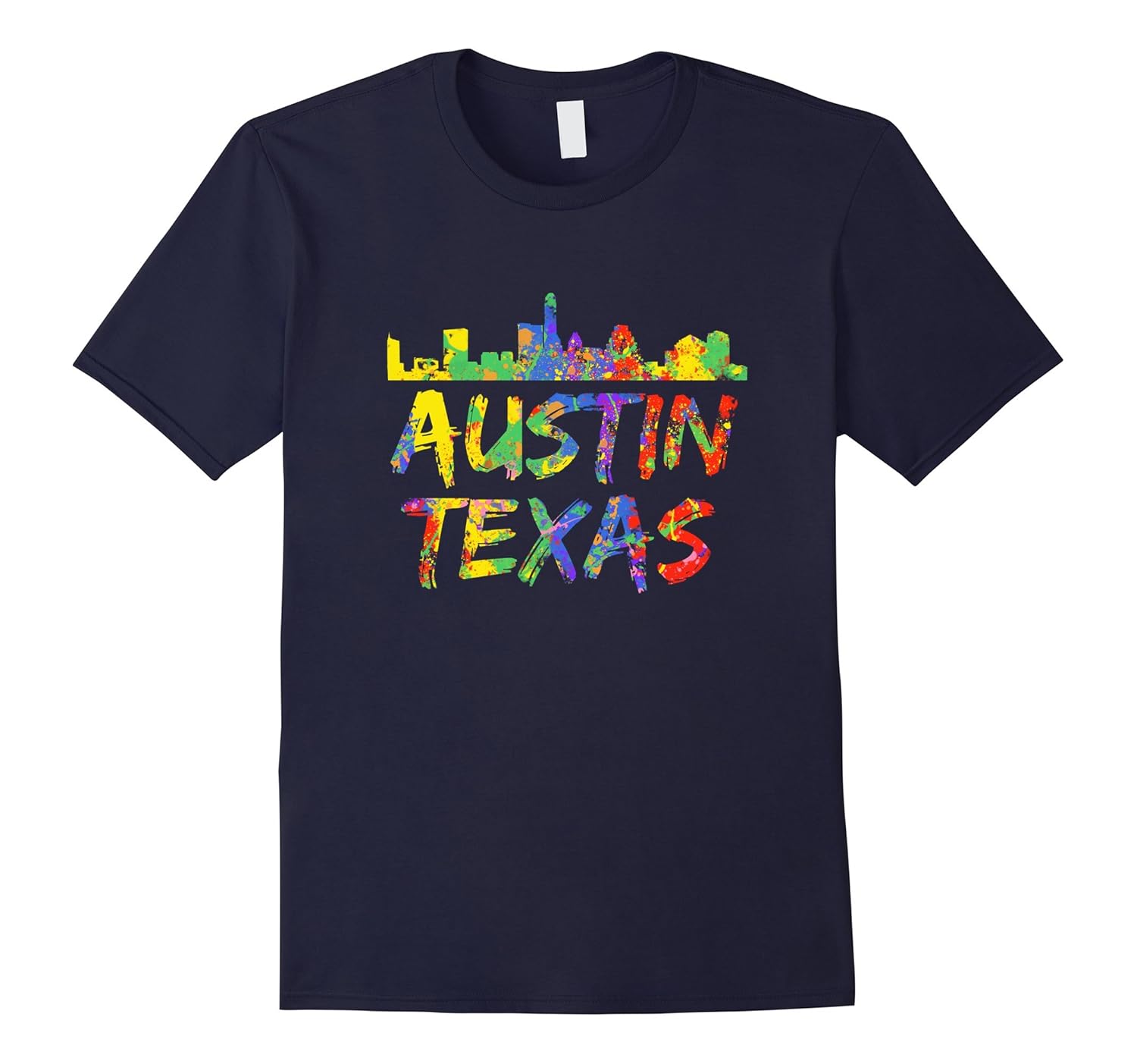 Austin Texas Skyline Cityscape Retro Paint Splatter TShirt