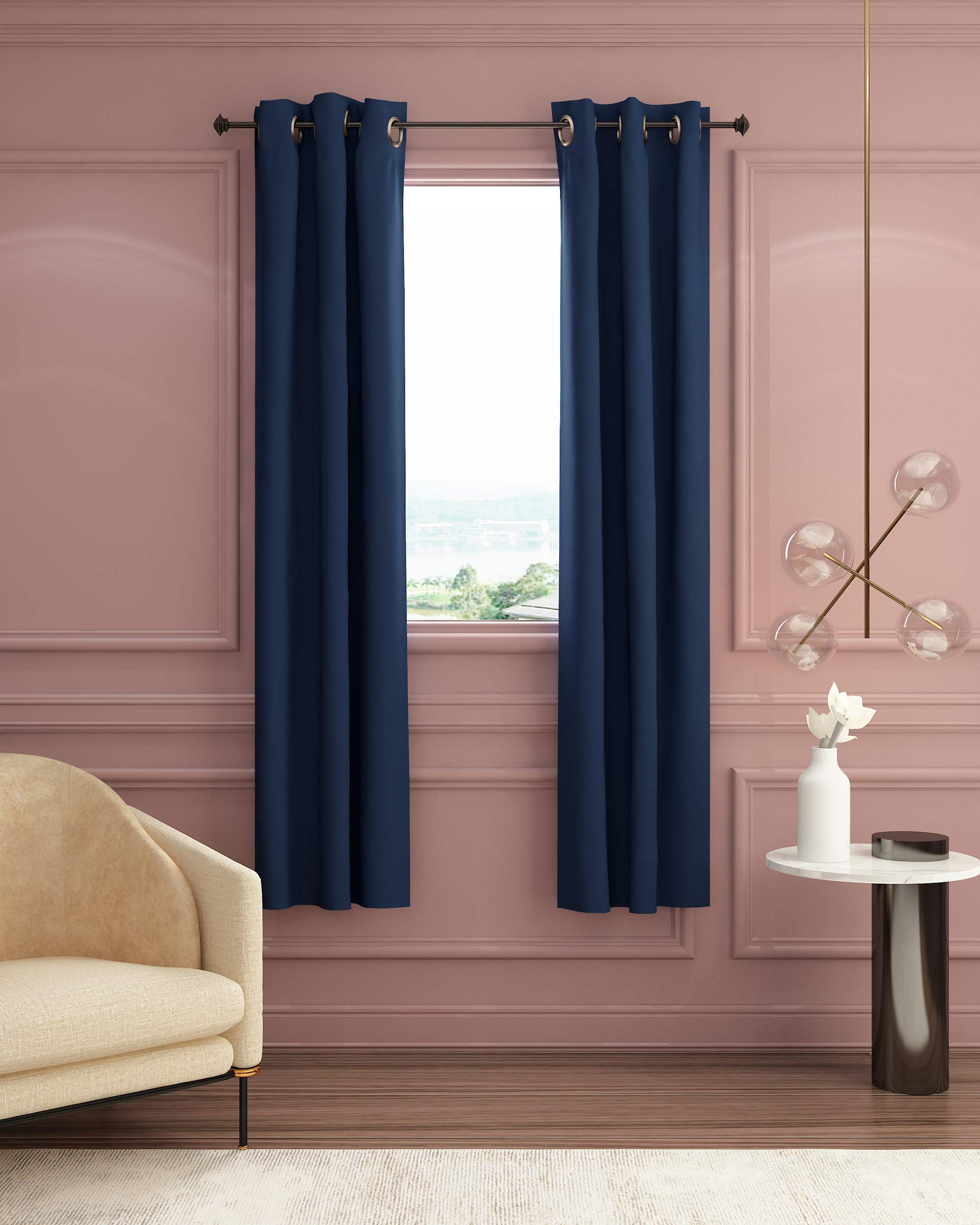 Furinno Collins Blackout Curtain 42x84 in. 1 Panel, Dark Blue