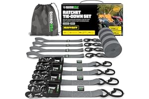 Rhino USA Ratchet Straps Heavy Duty Kit (4-Pack) - 1.6 Inch x 8 Feet (5,208lb Break Strength) - Ultimate Tie Down Straps with