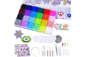 RUINIPOT 17000pcs Fuse Beads Kit 24 Colors 2.6mm Iron Beads with Pegboards Ironing Papers Keyrings Fuse Bead Craft Kit for Ar