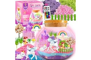 SWAITEE Unicorn Terrarium Kit for Kids, Unicorn Toys for Girls Age 4-6, Arts and Crafts Birthday Gift for Kids Ages 4 5 6 7 8 9 10 Year Old, Unicorn Academy Toys with Remote LED Night Light