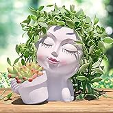 vomiceak Face Planter Pots Head, Planters for Indoor Plants - Double Cute Plant Pots for Flower & Succulent with Drainage Hol