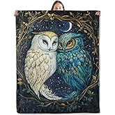 xmwjfd Whimsical Moonlit Owl Blanket, Cozy Plush Throw Blanket for Couch Bedroom Outdoor, Lightweight Soft Flannel Travel Blankets, Gifts for Women Adults Kids, Warm Decor 50"×60"