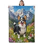 Kibue Cute Black Corgi Blanket - Lightweight, Soft & Cozy Flannel Plush Dog Throw Blanket for Travel, Sofa, Bedroom, Office - Warm Decor for Adults Kids Women 60"×50"