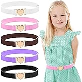 GZJINYUAN 5Pcs Kids Girls Belts, Adjustable Elastic Toddler Belt with Heart Shape Buckle, Kids Heart Stretchy Belt for Girls Boys