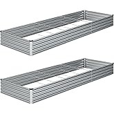 ZUNUDA 10×3×1FT(2PCS) Galvanized Raised Garden Bed Kit, Metal Planter Boxes,Large Outdoor Planters Garden for Planting Vegeta