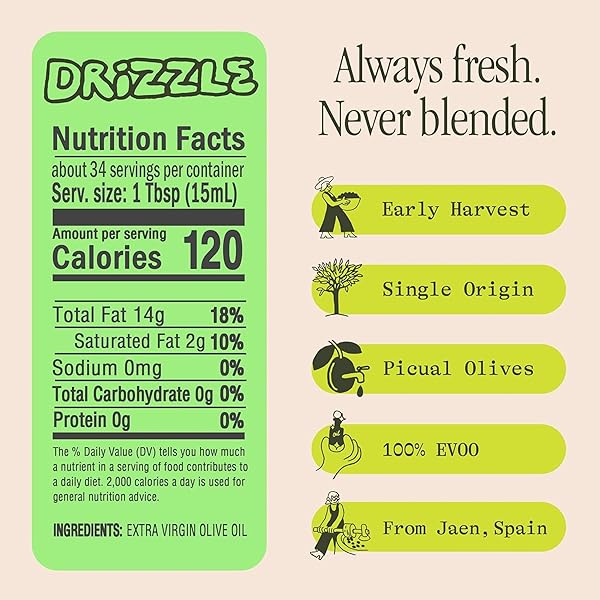 GRAZA DRIZZLE EXTRA VIRGIN OLIVE OIL, FINISHING OIL – HIGH POLYPHENOL EARLY HARVEST EVOO FINISHING OIL IN A SQUEEZE BOTTLE – SINGLE FARM OLIVES FROM SPAIN – 11.8 FL OZ (350ML)